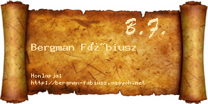 Bergman Fábiusz névjegykártya